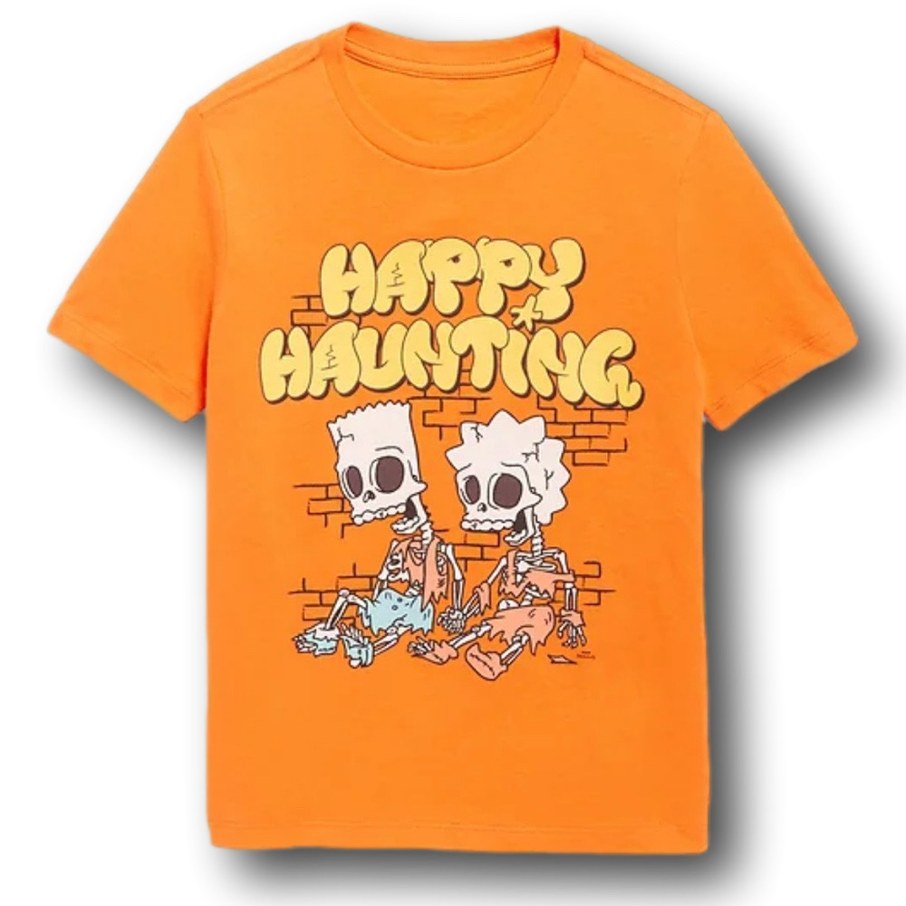 Kids The Simpsons "Happy Haunting" Halloween Graphic T-Shirt - Size Small - NWT